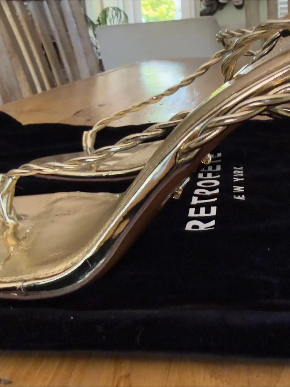 Retrofête Cleo Sandal Light Gold Metallic Heels Size 39